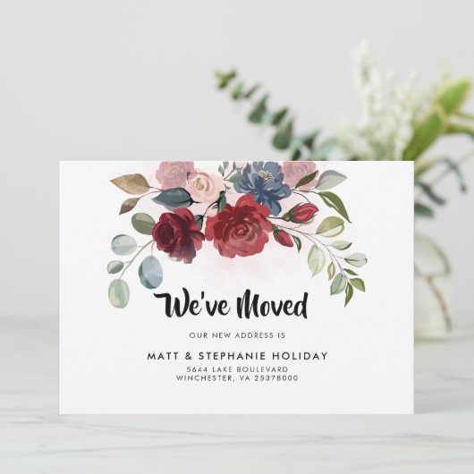 Floral Adreswijziging Verhuizing Aankondiging (Staand voorkant)