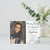 Floral Adult Baptism Foto Briefkaart (Staand voorkant)