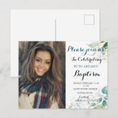 Floral Adult Baptism Foto Briefkaart (Voorkant / Achterkant)