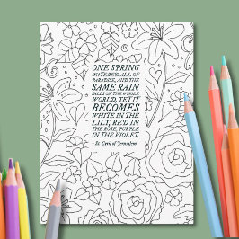 Floral Adult Coloring Saint Quote Briefkaart