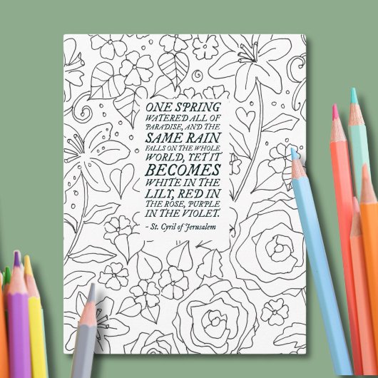Floral Adult Coloring Saint Quote Briefkaart