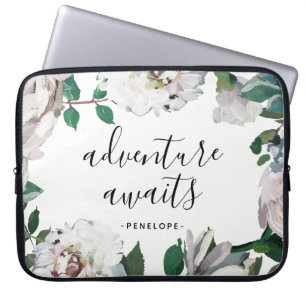  Floral Adventure wacht met Naam Laptop Sleeve