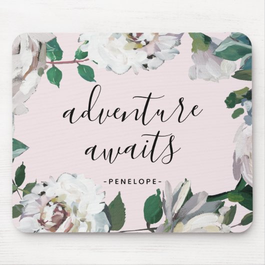  Floral Adventure wacht met Naam Muismat (Voorkant)