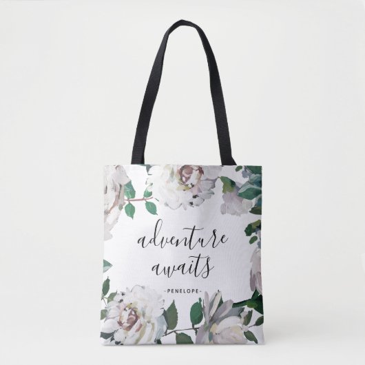 Floral Adventure wacht met Naam Tote Bag (Voorkant)