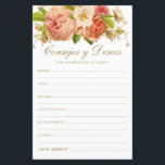 Floral Advice en wenst Spaans<br><div class="desc">Deze mooie, botanische, handgeschreven Spaans script Advice & Wishes (Consejos y Deseos) platen met elegante blush roze en crème bloemen bovenaan en prachtige gouden lettertypen zijn perfect om vrijgezellenfeest, repetitief diner of huwelijksgasten te laten invullen voor het gelukkige paar. Mensen zullen graag de herinneringen krijgen - ze maken het zo...</div>
