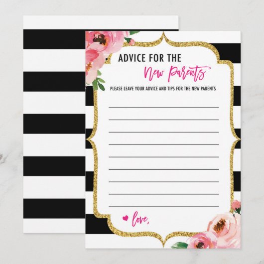 Floral Advice for the New Parents Baby shower Card Advieskaart (Voorkant / Achterkant)