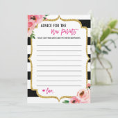 Floral Advice for the New Parents Baby shower Card Advieskaart (Staand voorkant)