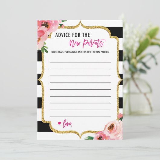 Floral Advice for the New Parents Baby shower Card Advieskaart (Staand voorkant)