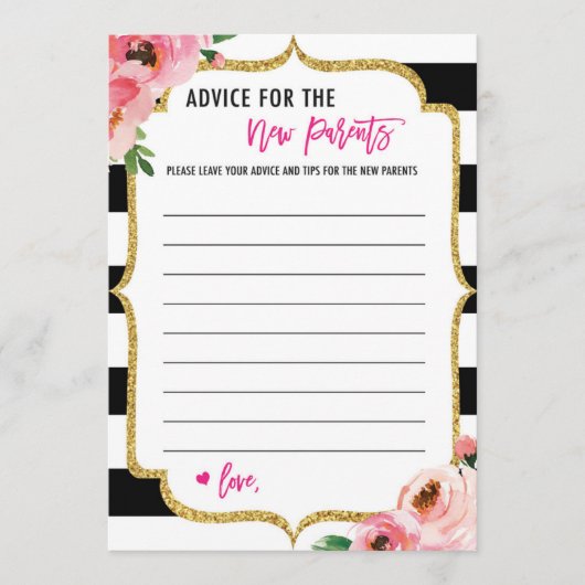 Floral Advice for the New Parents Baby shower Card Advieskaart (Voorkant)