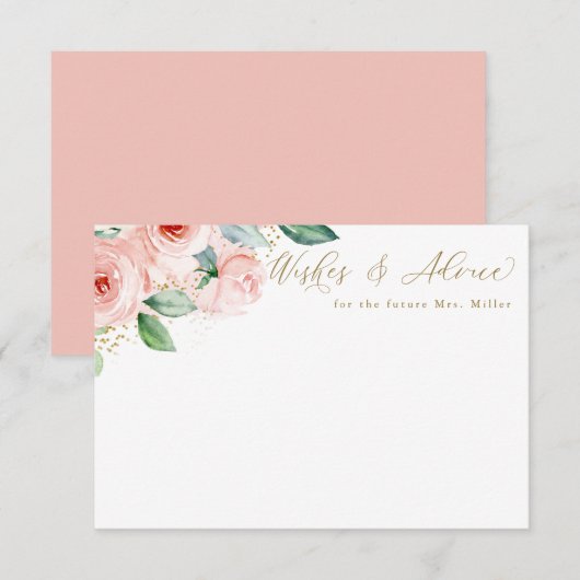 Floral Advice Kaart Roze en Gold Waterverf (Voorkant / Achterkant)
