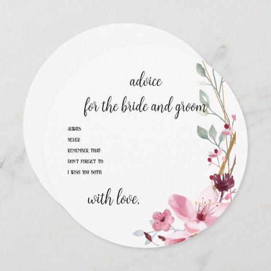 Floral Advice Wedding Shower Advice Kaart (Voorkant / Achterkant)