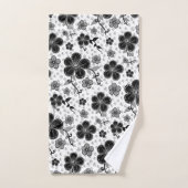 Floral afdrukken in zwart-wit bad handdoek (Handdoek)