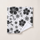 Floral afdrukken in zwart-wit bad handdoek (Wasdoekje)