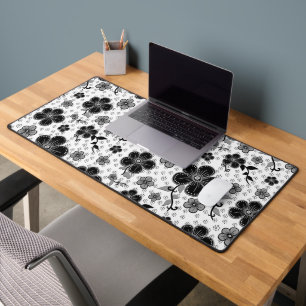 Floral afdrukken in zwart-wit bureaumat