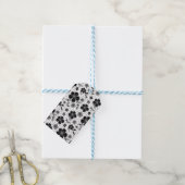 Floral afdrukken in zwart-wit cadeaulabel (Met Touw)