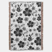 Floral afdrukken in zwart-wit deken (Voorkant Verticaal)