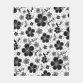 Floral afdrukken in zwart-wit fleece deken (Voorkant)