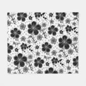 Floral afdrukken in zwart-wit fleece deken (Voorkant (Horizontaal))