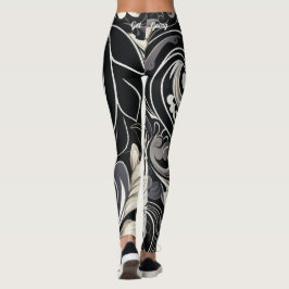 Floral afdrukken in zwart-wit leggings