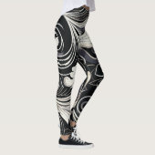 Floral afdrukken in zwart-wit leggings (Rechts)