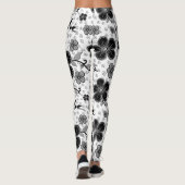 Floral afdrukken in zwart-wit leggings (Achterkant)