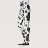 Floral afdrukken in zwart-wit leggings (Links)