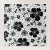 Floral afdrukken in zwart-wit legpuzzel (Horizontaal)