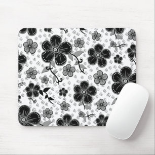 Floral afdrukken in zwart-wit muismat