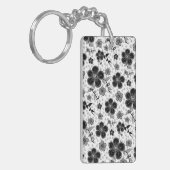 Floral afdrukken in zwart-wit sleutelhanger (Voorkant Links)