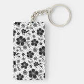 Floral afdrukken in zwart-wit sleutelhanger (achterkant)