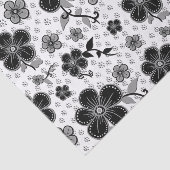 Floral afdrukken in zwart-wit tissuepapier (Detail)