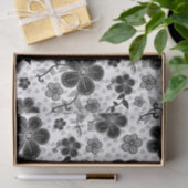 Floral afdrukken in zwart-wit tissuepapier (Geschenk)