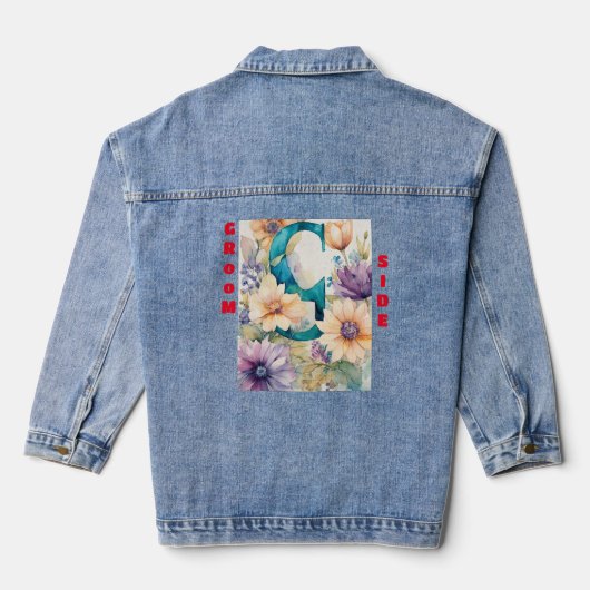 "Floral Affair: Denim Jean jas voor dames Jacket (Achterkant)