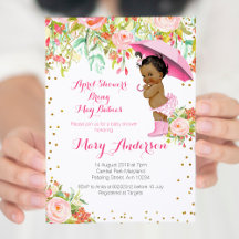 Floral African American April Showers Baby shower