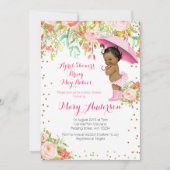Floral African American April Showers Baby shower Kaart (Voorkant)
