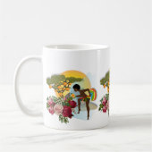 Floral African Woman Sinaasappels Mok (Links)