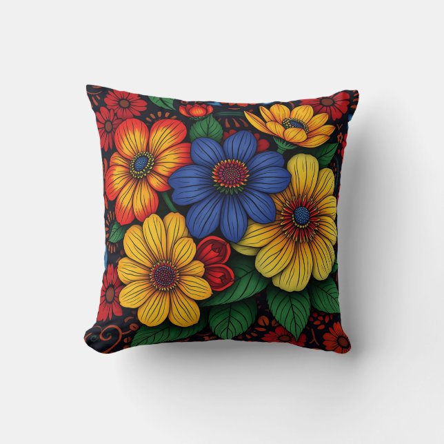 Floral Afrikaanse stampatronen Kussen (Voorkant)