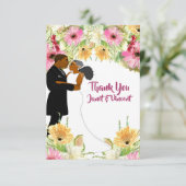 Floral Afro-Amerikaanse bruiloft paar dank u (Staand voorkant)