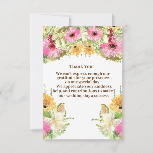 Floral Afro-Amerikaanse bruiloft paar dank u (Achterkant)