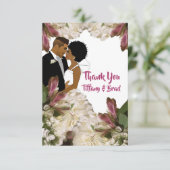 Floral Afro-Amerikaanse bruiloft paar dank u (Staand voorkant)