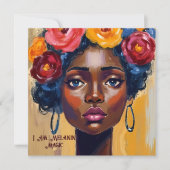 Floral Afro Vrouw Portret Feestdagenkaart (Voorkant)