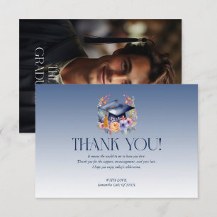 Floral Afstudeerder Pet Dank u kaart