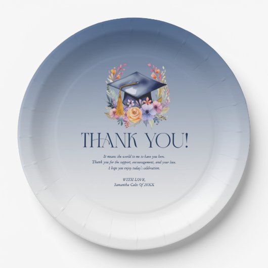Floral Afstudeerder Pet Dank u kaart Papieren Bordje (Voorkant)