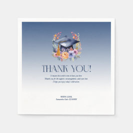 Floral Afstudeerder Pet Dank u kaart Servet