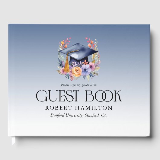 Floral Afstudeerder Pet Graduation Party Invitatio Gastenboek (Voorkant)