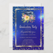 Floral Afstudeerder Pet Navy Blue Afstuderen Kaart (Voorkant)