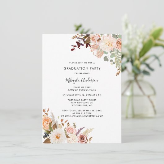 Floral Afstuderen 2025 Afstudeerder Fotofeest Kaart (Staand voorkant)