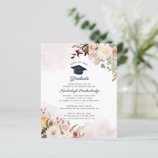 Floral Afstuderen 2025 Uitnodiging (Staand voorkant)