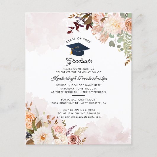 Floral Afstuderen 2025 Uitnodiging (Voorkant)