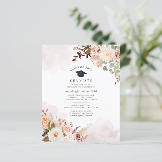 Floral Afstuderen 2025 Uitnodiging (Staand voorkant)